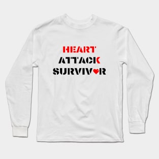 Heart Attack Survivor black and white design Long Sleeve T-Shirt
